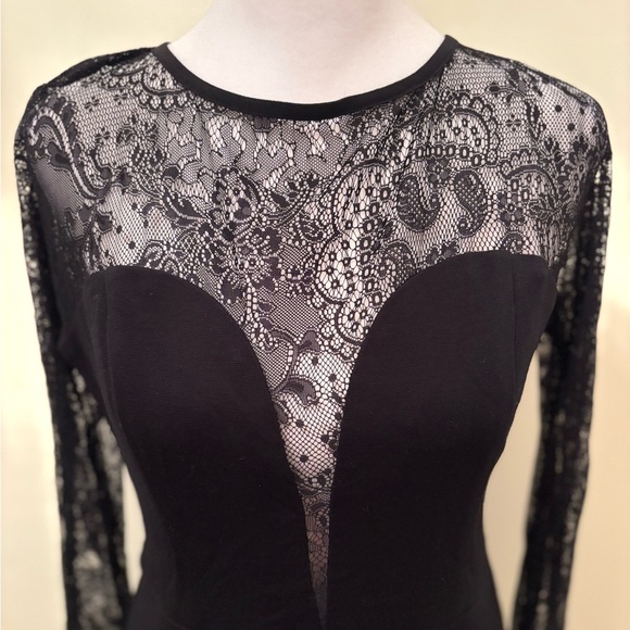 NEW Small Eva Franco by Anthropologie Greer Illusion Black Lace Dress Size 8 - Picture 3 of 16